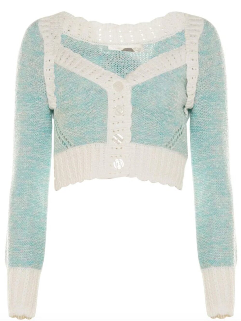 LoveShackFancy Geneve Crop Cardigan Sweater in Cotton Candy Blue size Small